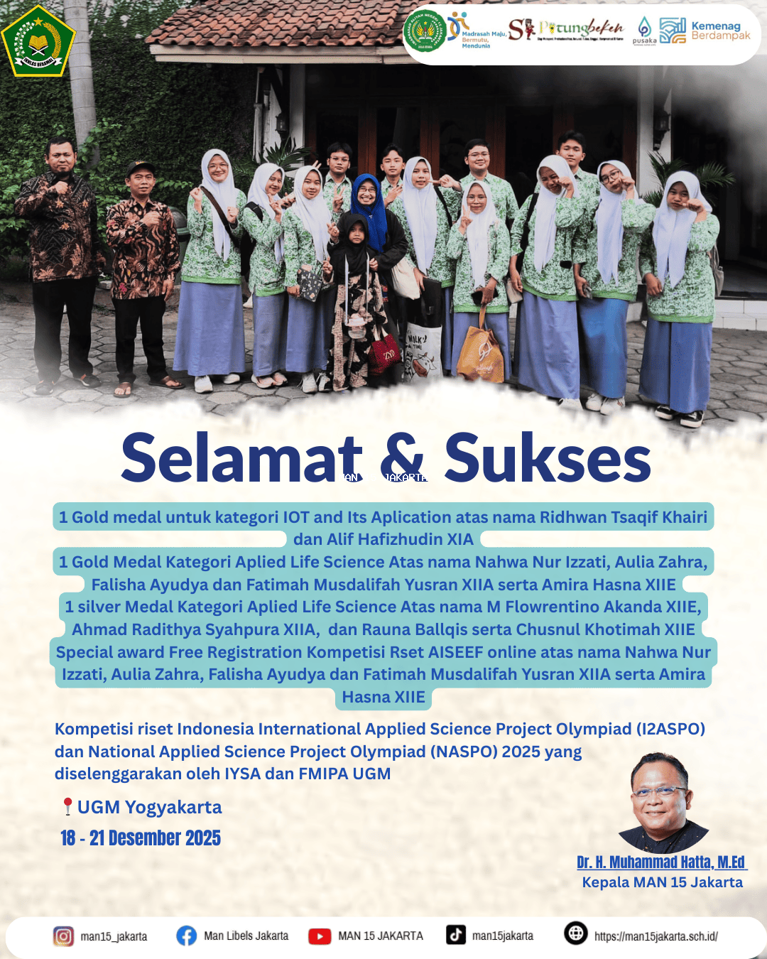 Kompetisi riset Indonesia International Applied Science Project Olympiad (I2ASPO) dan National Applied Science Project Olympiad (NASPO) 2025