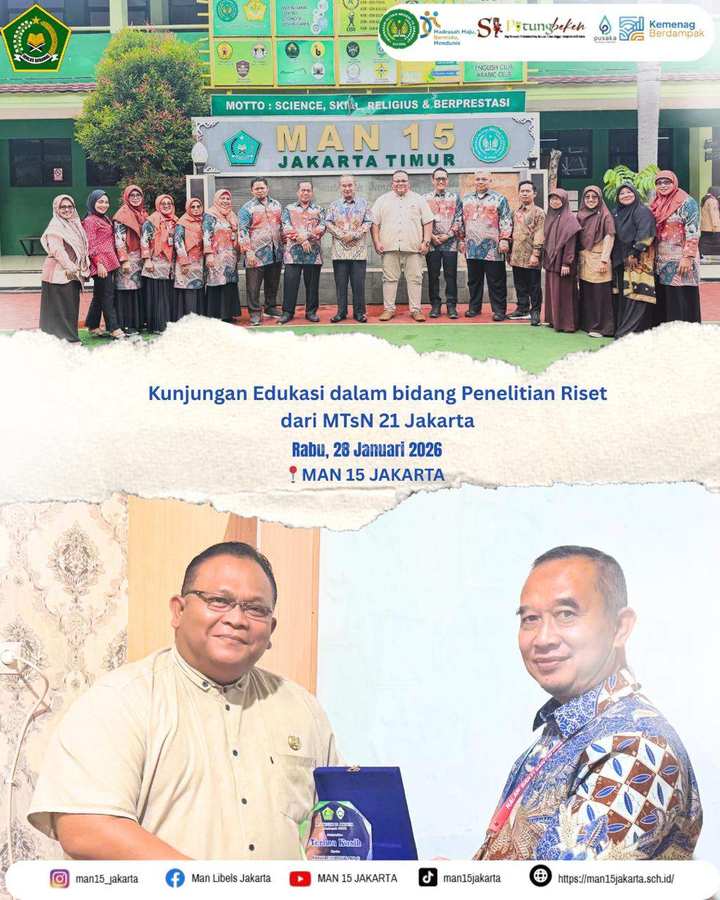 Kunjungan Edukasi bidang Riset MTsN 21 Jakarta