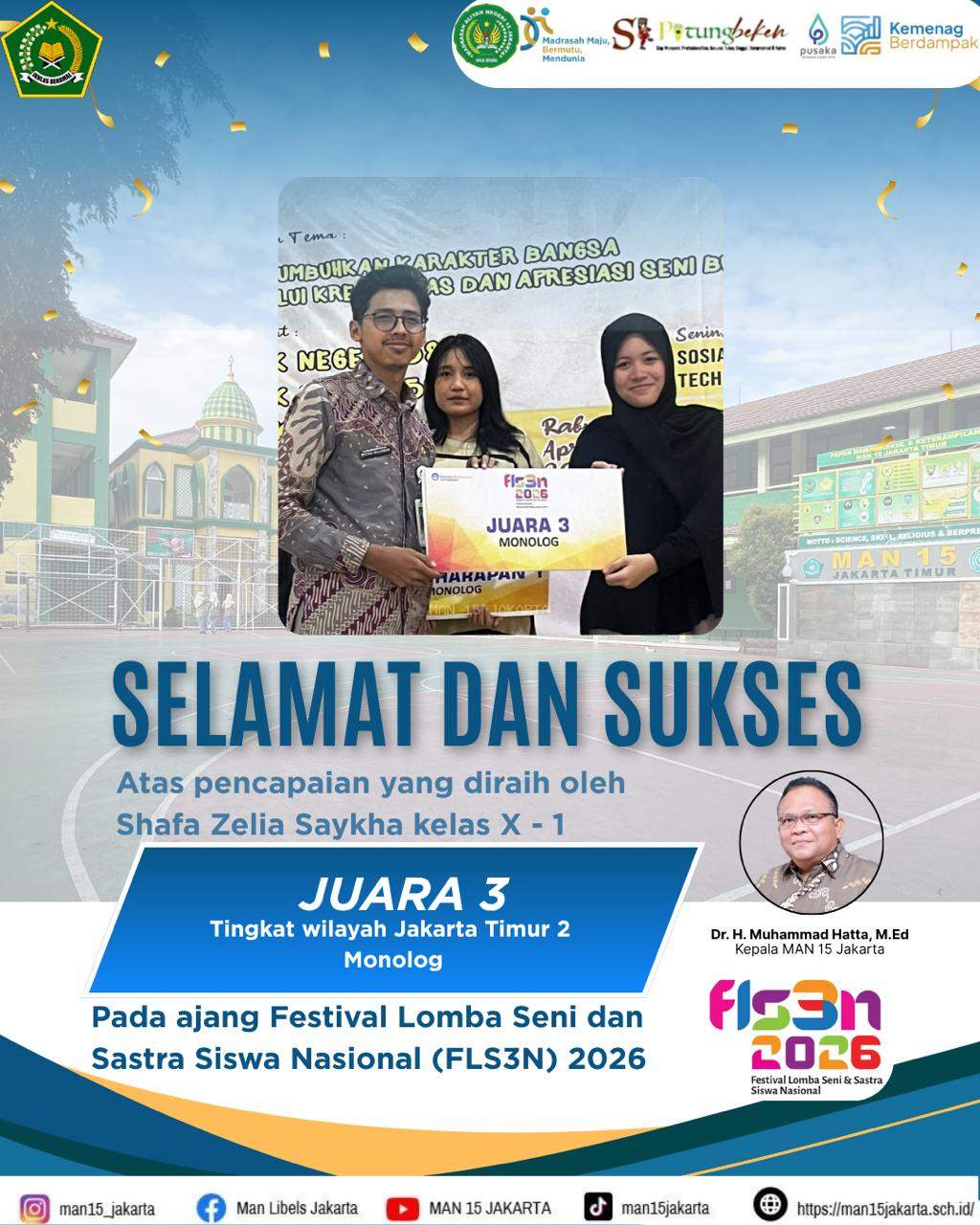 MAN 15 Jakarta berhasil beraih prestasi di ajang FLS3N 2026