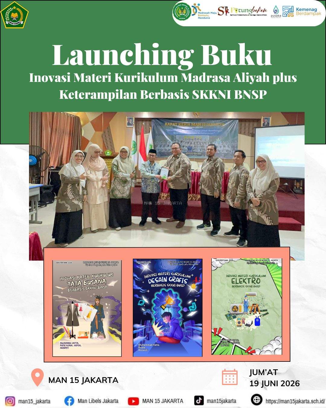 Launching buku INOVASI MATERI KURIKULUM MADRASAH ALIYAH PLUS KETERAMPILAN BERBASIS SKKNI BNSP