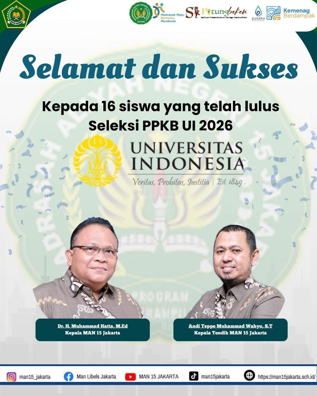 16 Peserta Didik MAN 15 Jakarta Lolos Seleksi PPKB Universitas Indonesia