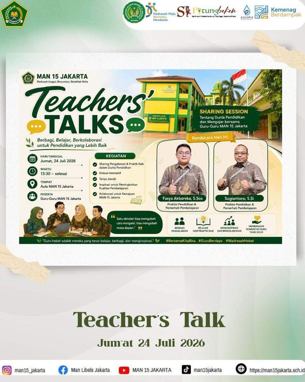 Teacher’s Talk: Berbagi Praktik Baik dan Pengalaman Mengajar untuk Menginspirasi Guru